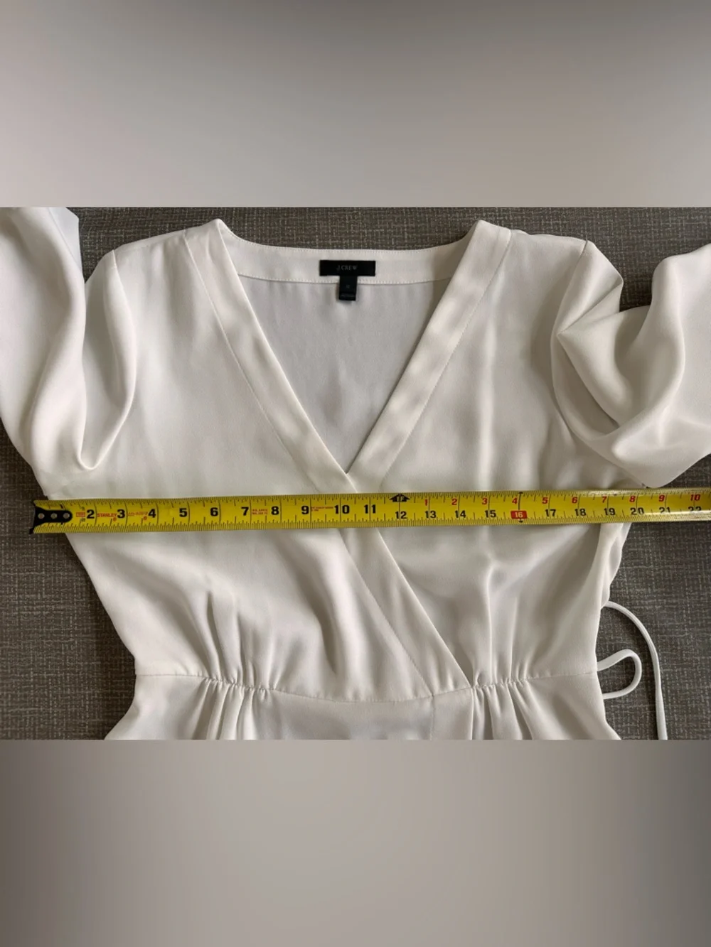 J.Crew Wrap Style Blouse Women’s Size 12 Ivory Long Sleeve Tie Waist Top